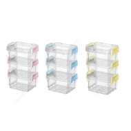 Miniso-Summer Series 3-Tier Storage Box With Lid-Clamping Handles -S