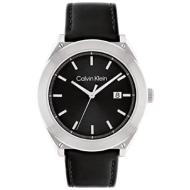 Calvin Klein Men's Leather Watch (Black)