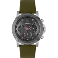 Hugo Men's Green Chronograph Leather Strap Watch (Green)