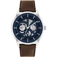 Calvin Klein Men Analogue Multifunction Quartz Watch with Brown Leather Strap (Blue)