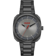 HUGO Shrill Men's Quartz Stainless Steel Case and Link Bracelet Watch (Gray)