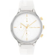 Calvin Klein Women's Silicone Strap Watch (White)