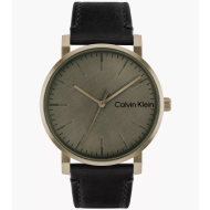Calvin Klein Men's Black Analog Leather Strap Watch (Light Grey)