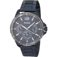 HUGO Sport Men's Multifunction Stainless Steel and Link Bracelet Casual Watch (Blue)