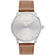 Coach Woman's Grand Collection Brown Leather Strap Watch (Silver)
