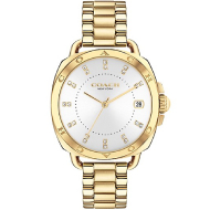 Coach Women's Ionic Plated Thin Gold Stainless Steel Watch (Silver White)