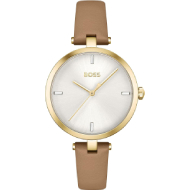 Boss Women's Leather Watch (Silver White)