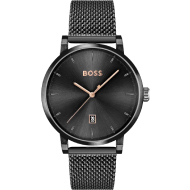 Boss Men's Ionic Plated Black Steel (Black)