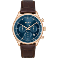 BOSS Gregor Men's Chronograph Stainless Steel Case and Crocodile Grained Leather Watch (Brown)