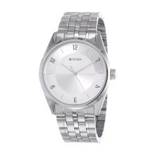 TITAN Workwear Watch with Silver white Dial & Metal Strap - Gents