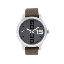 FASTRACK Bold Grey Dial Brown Leather Strap -Gents