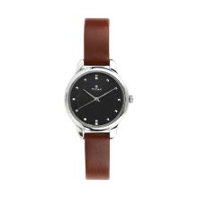 TITAN Workwear Watch with Black Dial & Leather Strap - Ladies