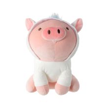 Miniso 10 Inch Sitting Piglet Plush Toy With Hat - Unicorn Hat 