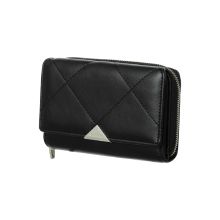 MIMiniso Women's Brifold Zipper Wallet with Triangle (Black)