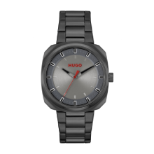 HUGO Shrill Men's Quartz Stainless Steel Case and Link Bracelet Watch (Gray)