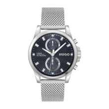 HUGO Men's Silver Chronograph Stainless Steel Strap Watch (Silver Stainless)
