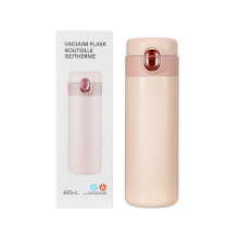 MINISO Insulation Bottle with Spring Buckle Cover 420ml - Pink 