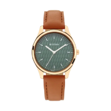 TITAN Workwear Watch with Green Dial & Leather Strap - Ladies 