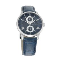 TITAN On Trend Blue Dial Leather Strap Watch - Gents