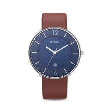 TITAN Workwear Watch with Blue Dial & Leather Strap - Gents 