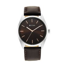 Titan Workwear Brown Dial Leather Strap Watch - Gents